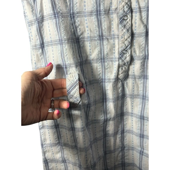 Horny‎ Toad 100% Cotton Snap Cuffed 3/4 Sleeves Medium Plaid Dress #EF3-4 - Picture 4 of 12